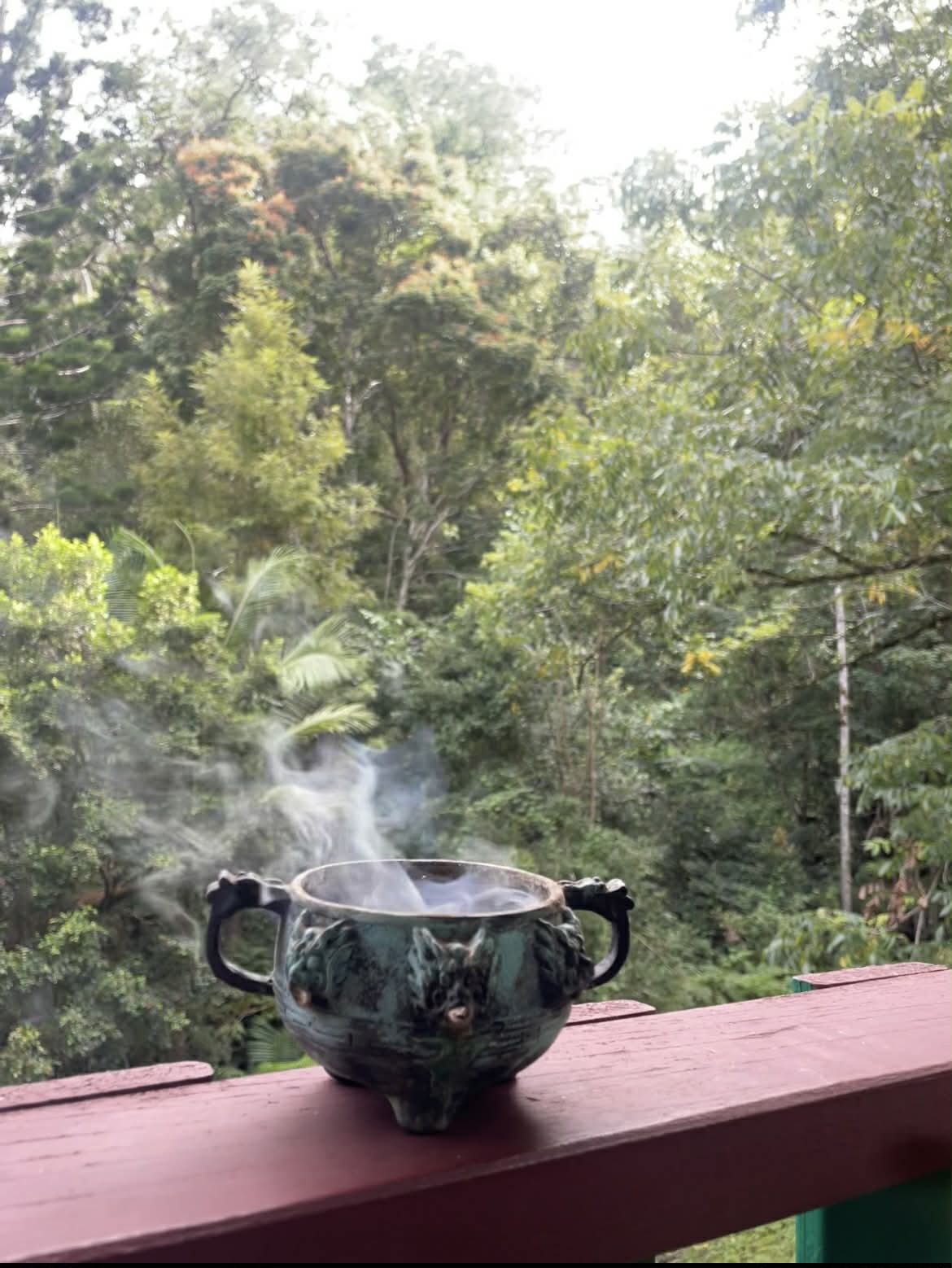 Incense cauldron with smoke